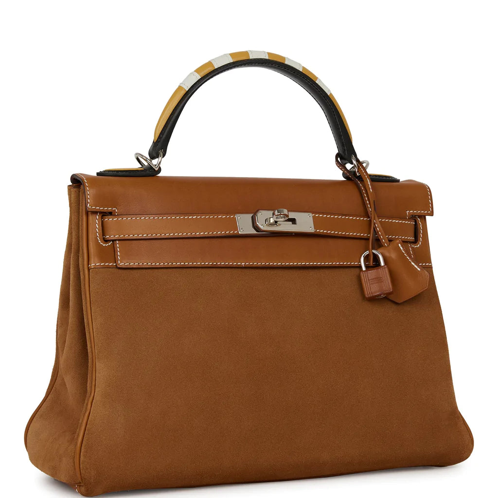 Hermès Grizzly Kelly Retourne 32 Fauve Au Gallop Barenia Palladium Hardware