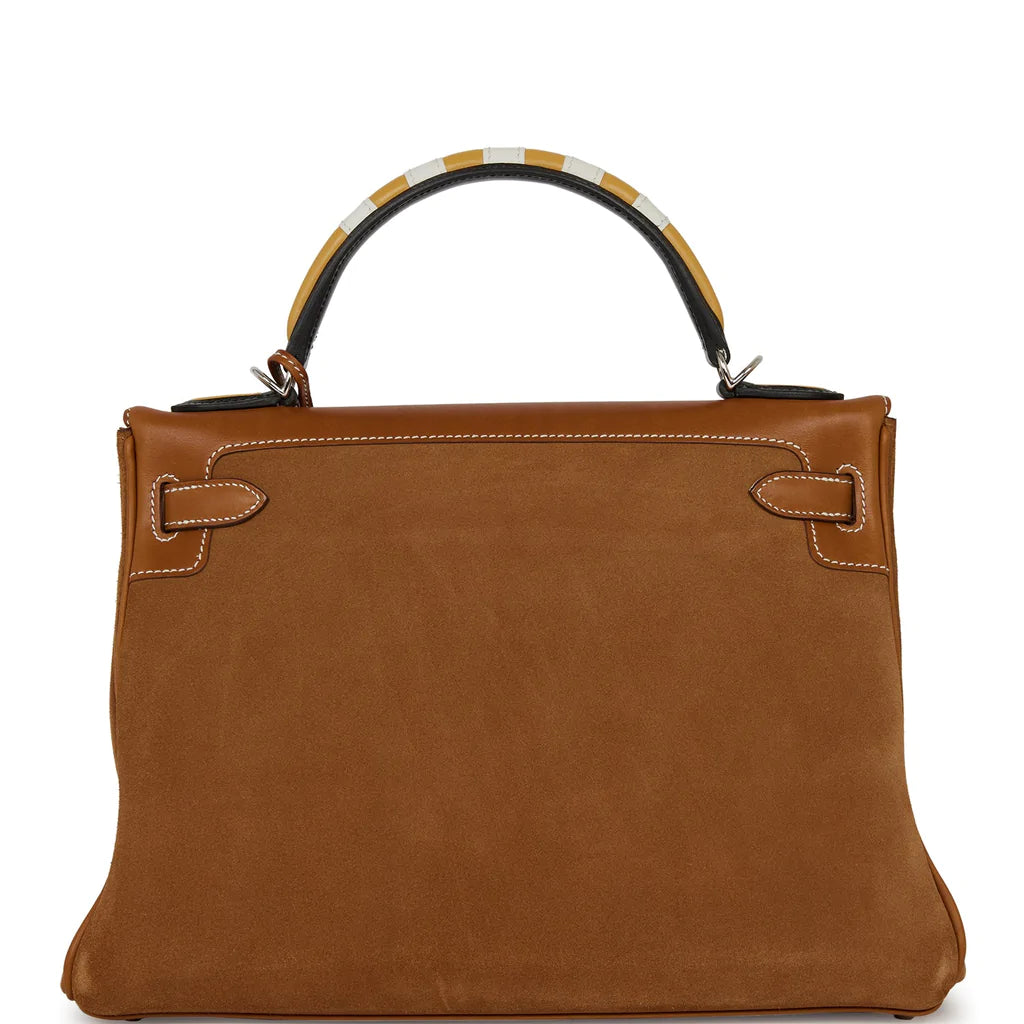 Hermès Grizzly Kelly Retourne 32 Fauve Au Gallop Barenia Palladium Hardware