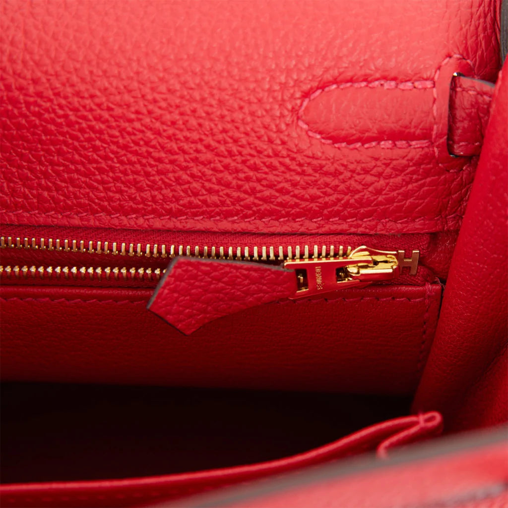 Hermès Kelly Retourne 25 Rouge Casaque Togo Gold Hardware