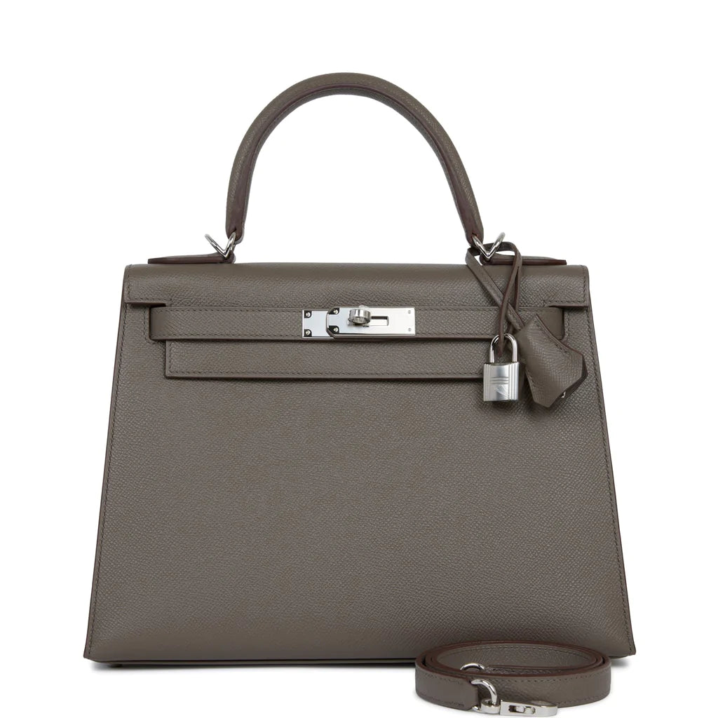 Hermès Kelly Sellier 28 Etain Epsom Palladium Hardware