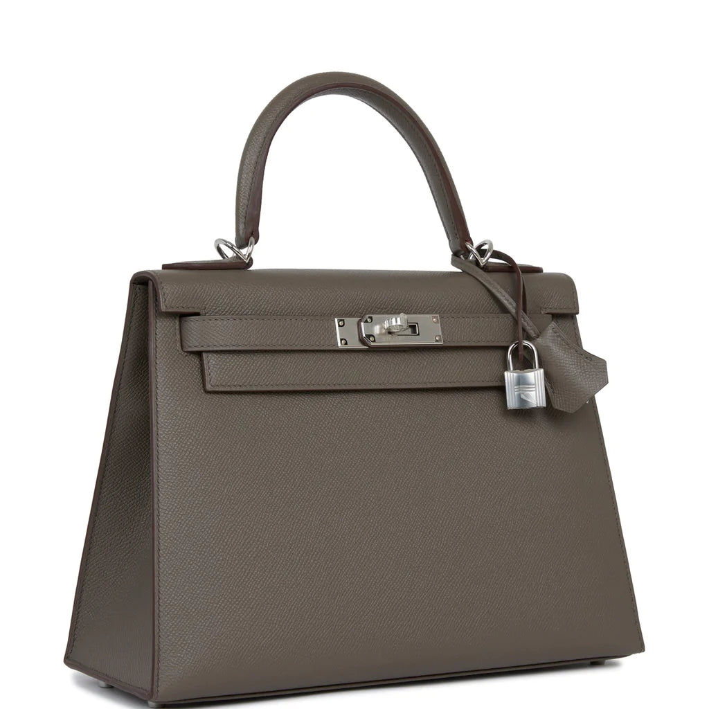 Hermès Kelly Sellier 28 Etain Epsom Palladium Hardware