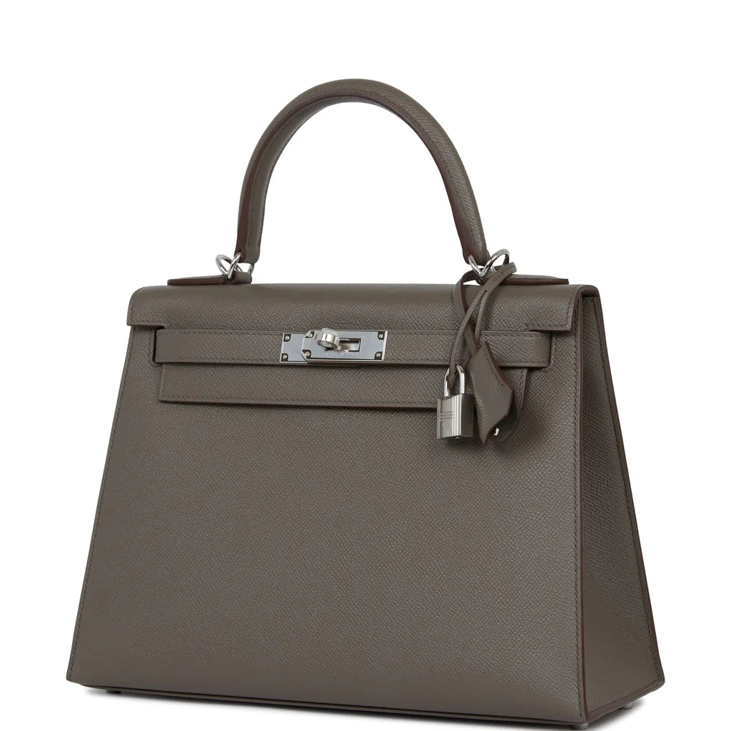 Hermès Kelly Sellier 28 Etain Epsom Palladium Hardware