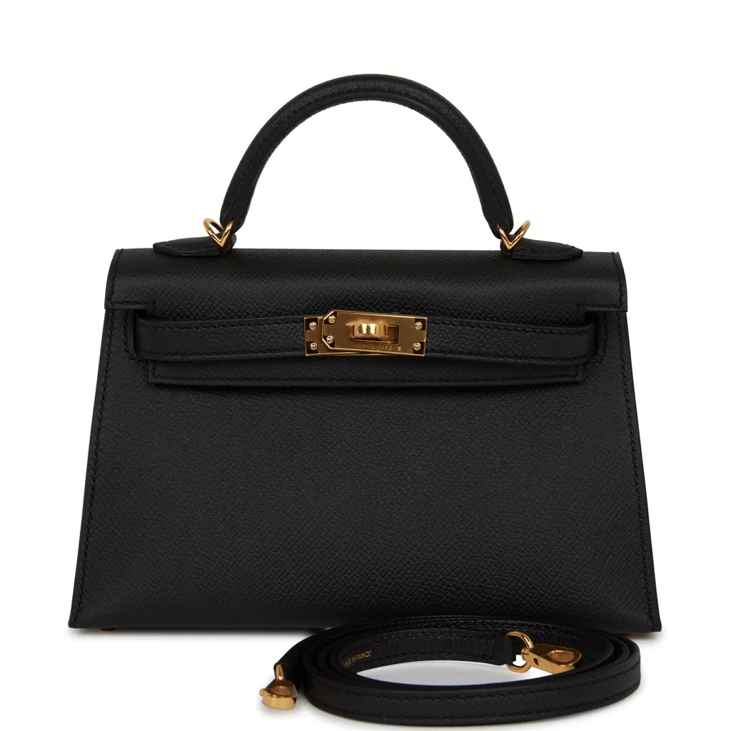 Hermès Kelly Sellier 20 Black Epsom Gold Hardware