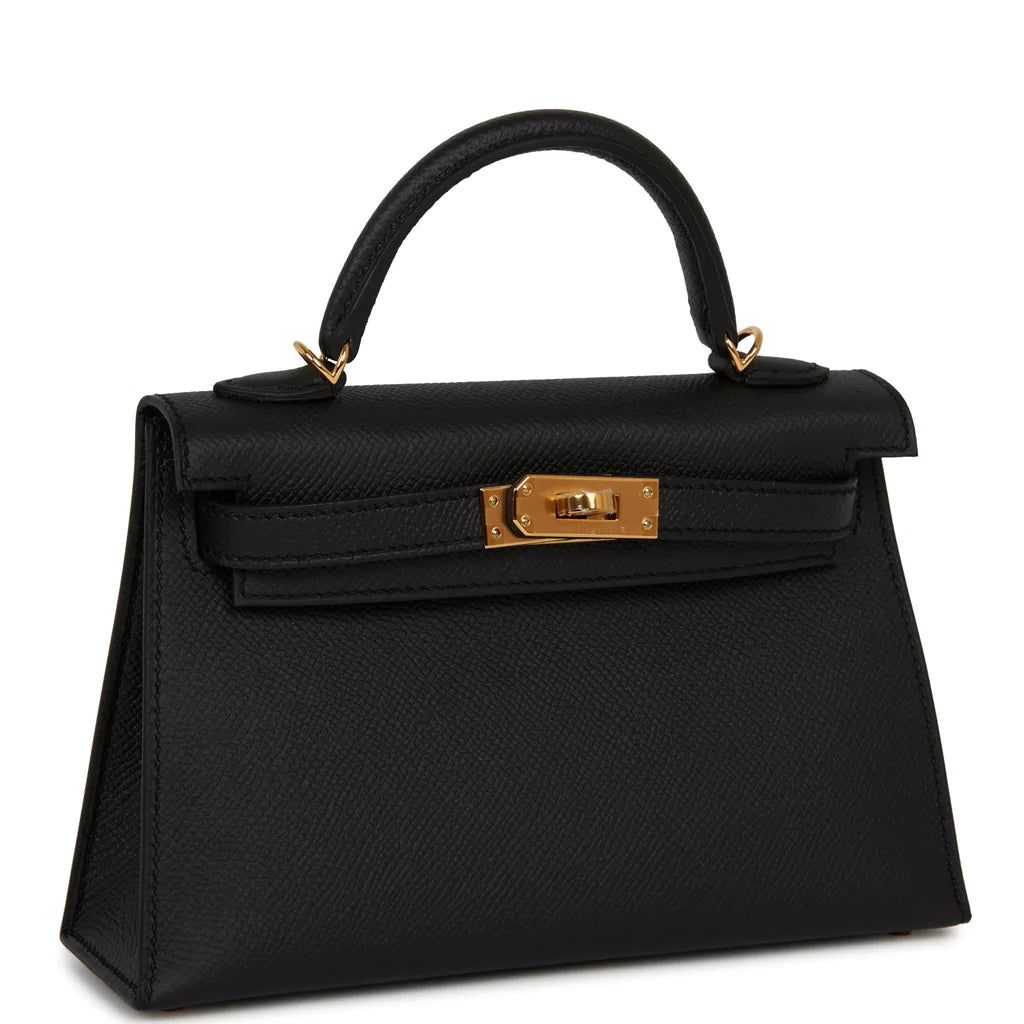 Hermès Kelly Sellier 20 Black Epsom Gold Hardware