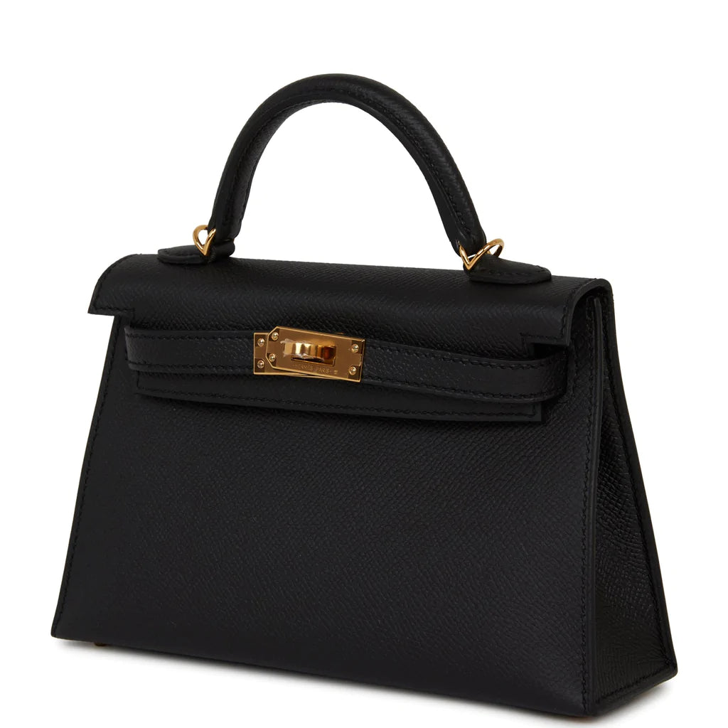 Hermès Kelly Sellier 20 Black Epsom Gold Hardware