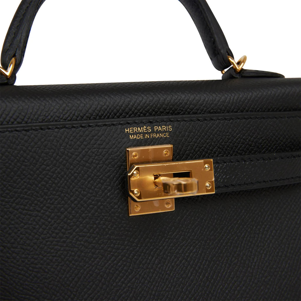 Hermès Kelly Sellier 20 Black Epsom Gold Hardware