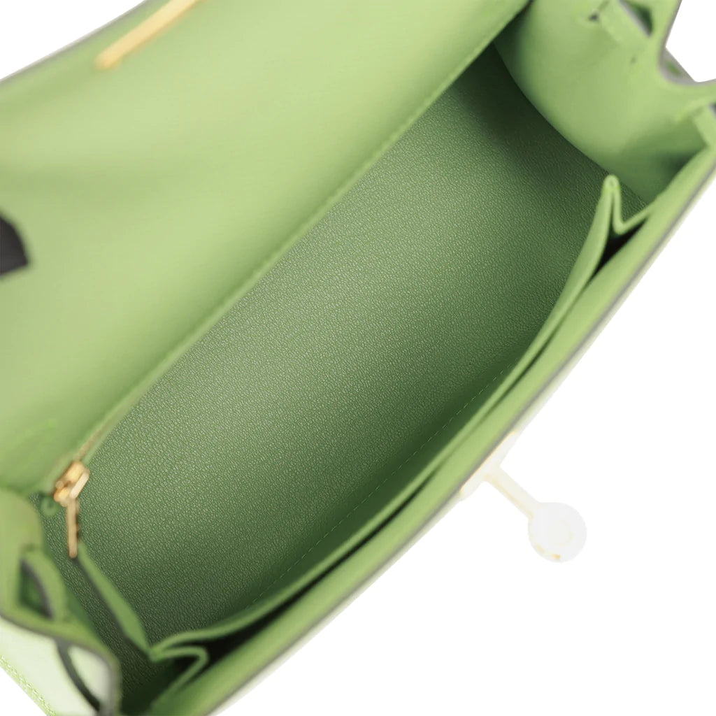 Hermès Kelly Sellier 25 Vert Criquet Epsom Gold Hardware