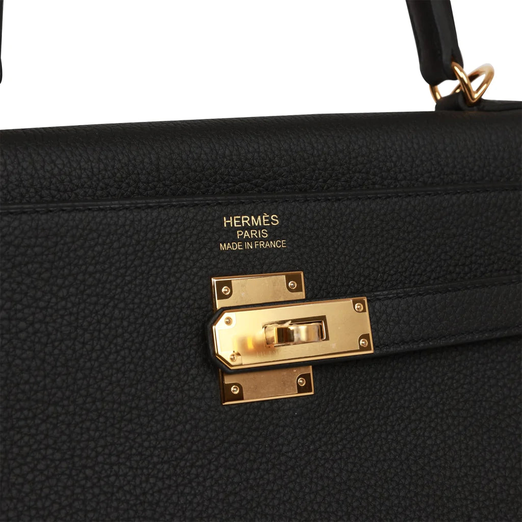 Hermès Kelly Retourne 35 Black Togo Gold Hardware