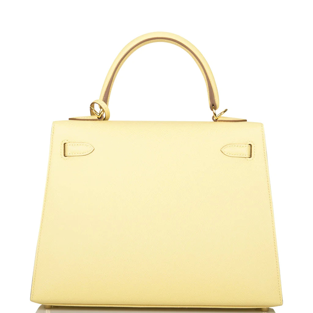 Hermès Kelly Sellier 25 Jaune Poussin Epsom Gold Hardware