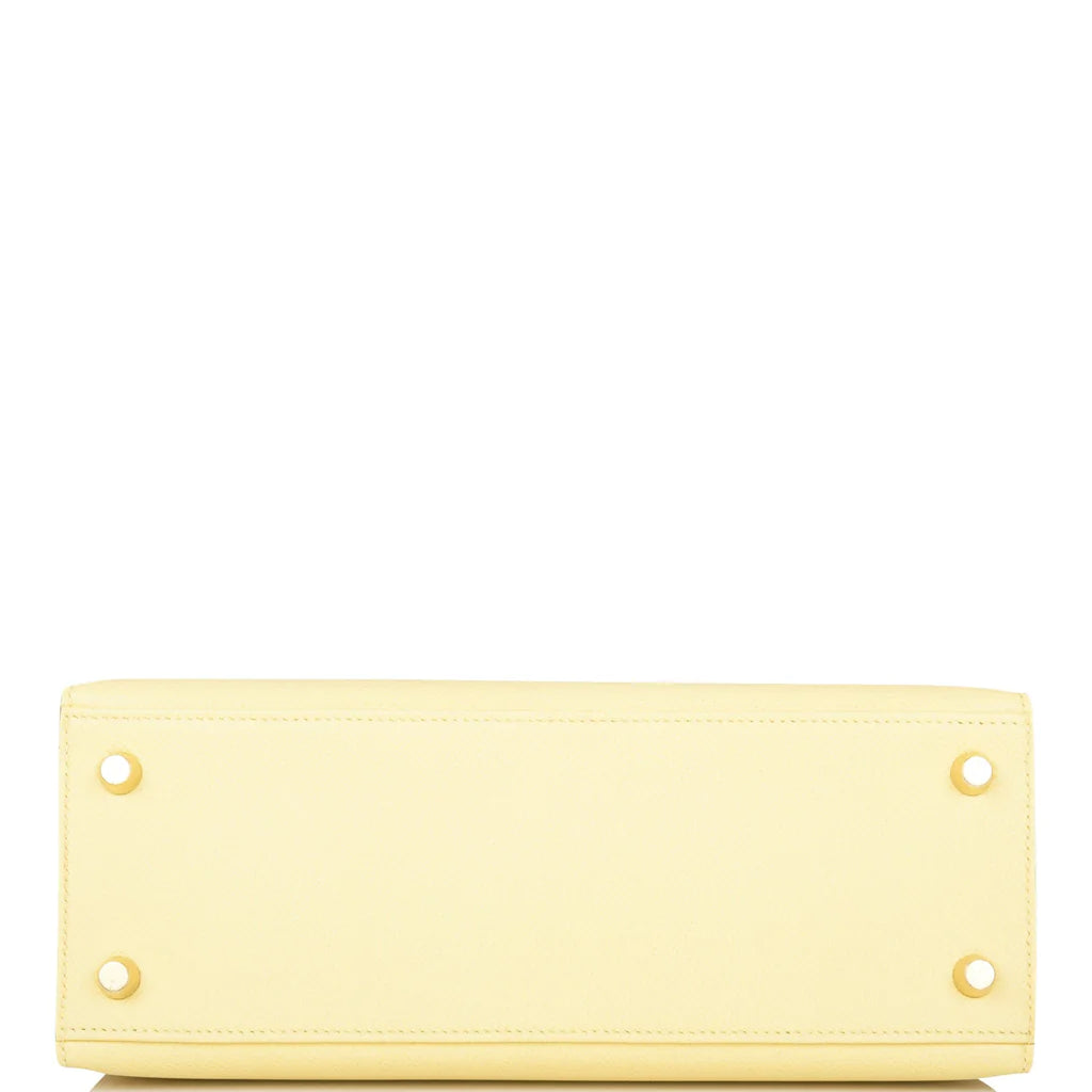 Hermès Kelly Sellier 25 Jaune Poussin Epsom Gold Hardware