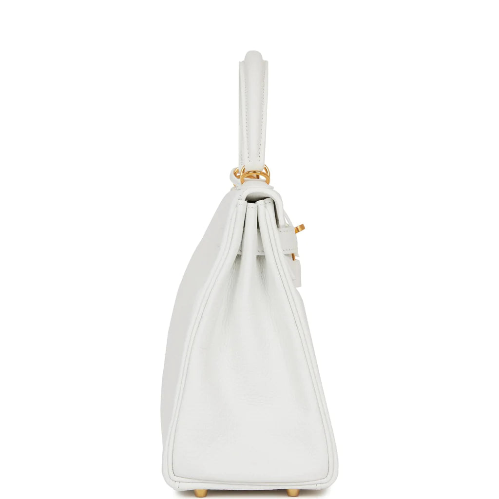 Hermès Kelly Retourne 28 White Clemence Gold Hardware