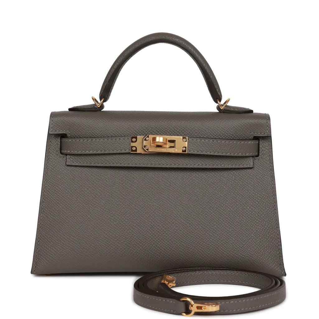 Hermès Kelly Sellier 20 Gris Meyer Epsom Gold Hardware