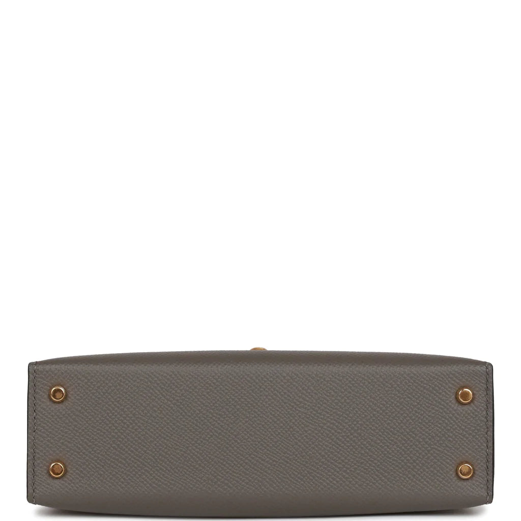 Hermès Kelly Sellier 20 Gris Meyer Epsom Gold Hardware