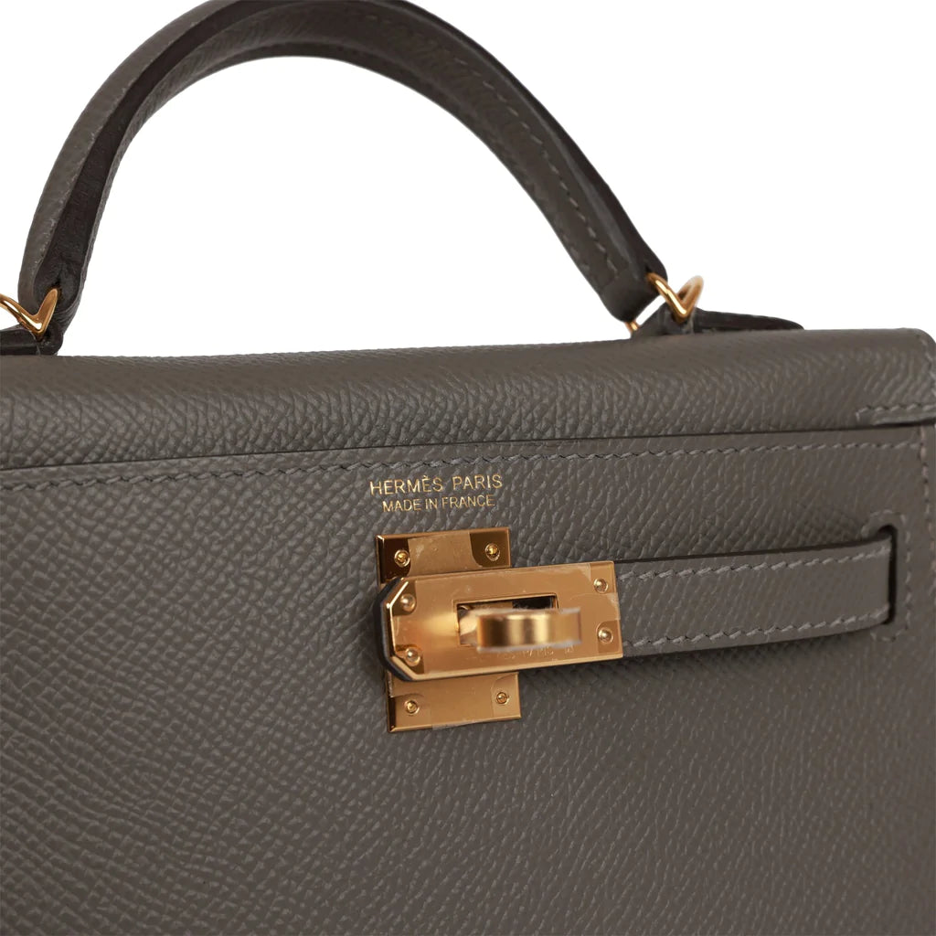 Hermès Kelly Sellier 20 Gris Meyer Epsom Gold Hardware