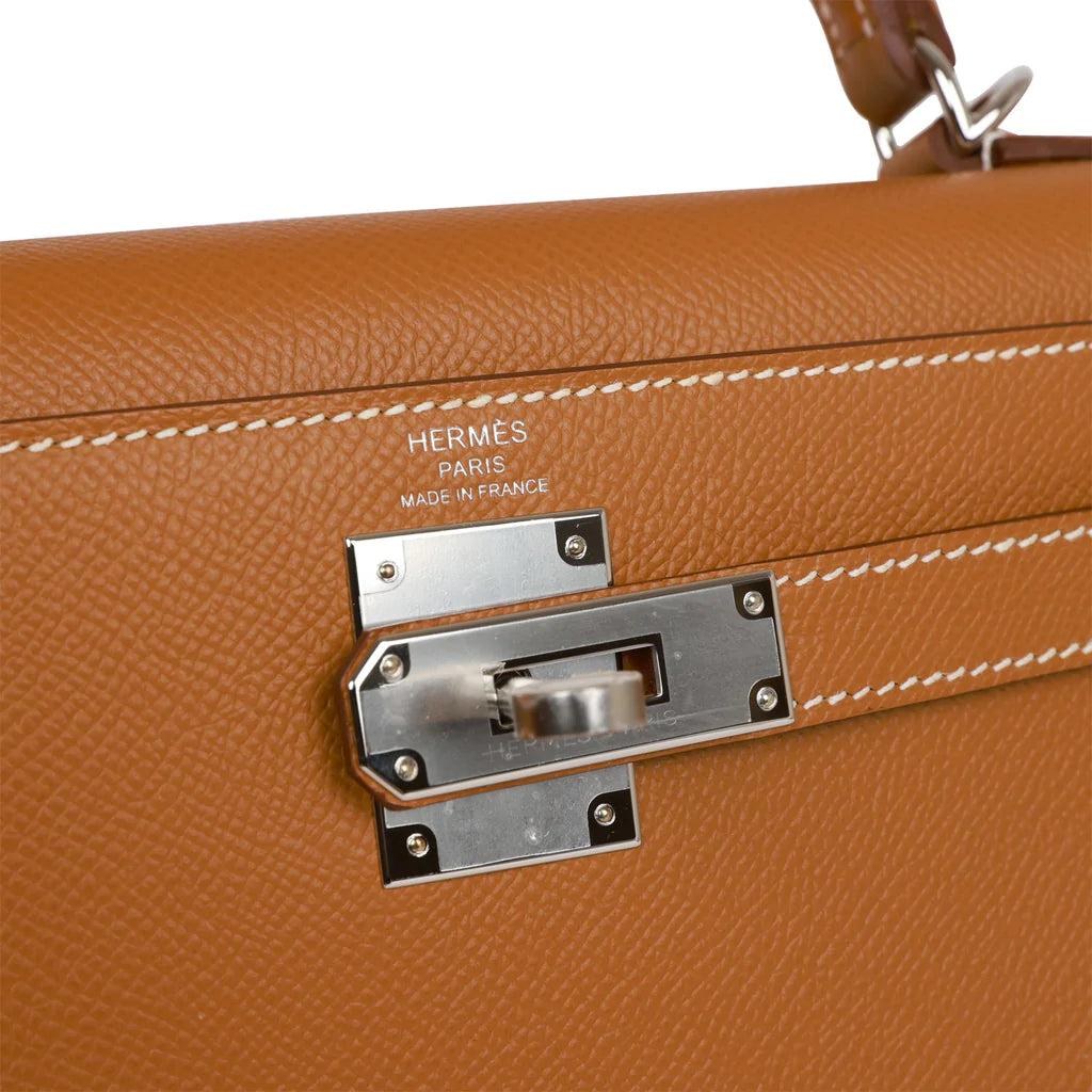 Hermès Kelly Sellier 28 Gold Epsom Palladium Hardware