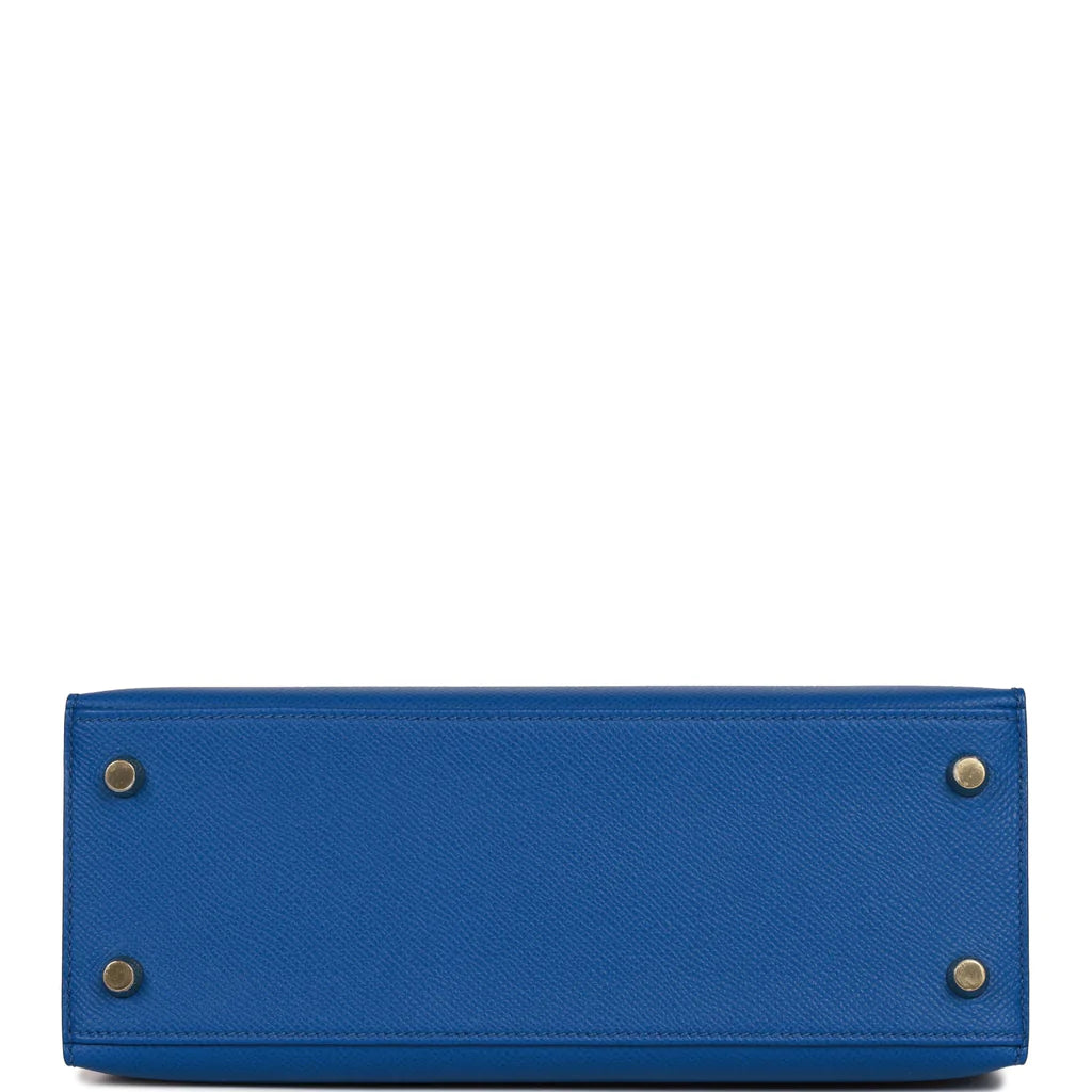 Hermès Kelly Sellier 25 Bleu France Epsom Gold Hardware