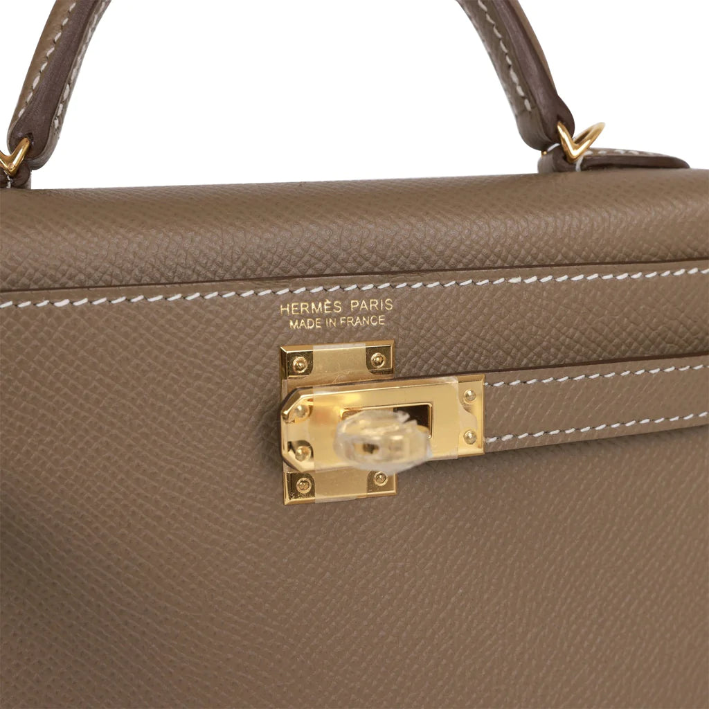 Hermès Kelly Sellier 20 Etoupe Epsom Gold Hardware