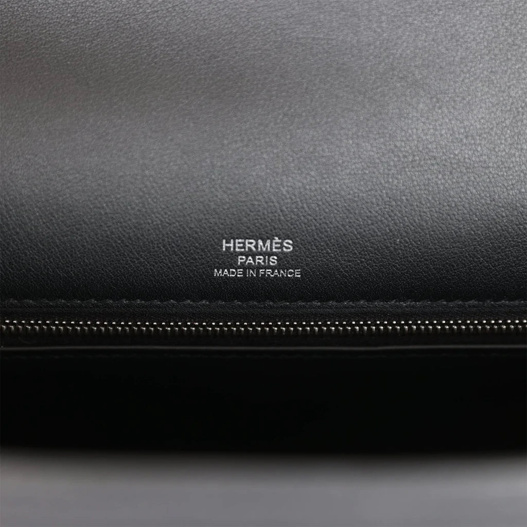 Hermès Quadrille Kelly Sellier 28 Black Toile and Swift Palladium Hardware