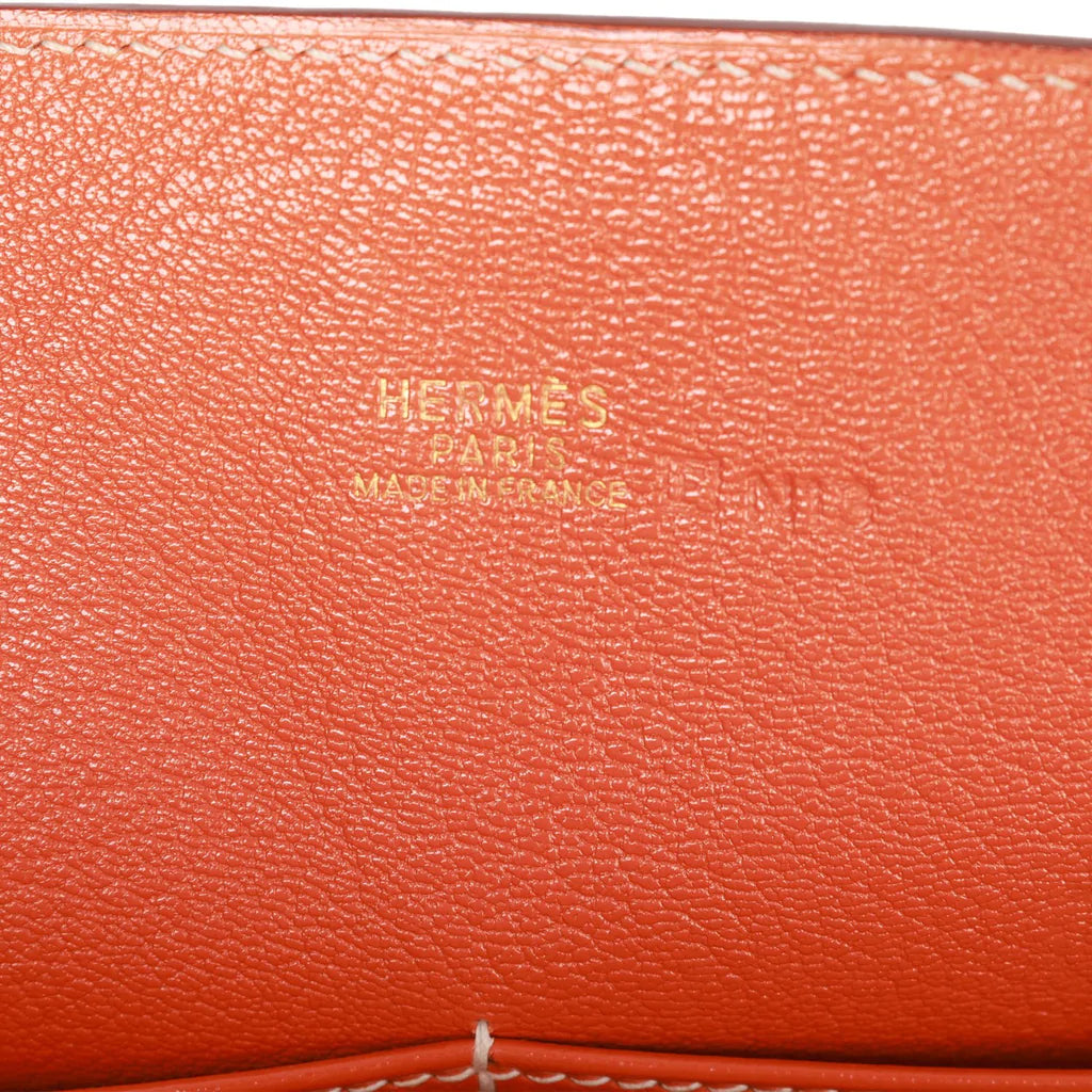 Vintage Hermès Kelly Retourne 28 Orange Dalmatian Buffalo Gold Hardware