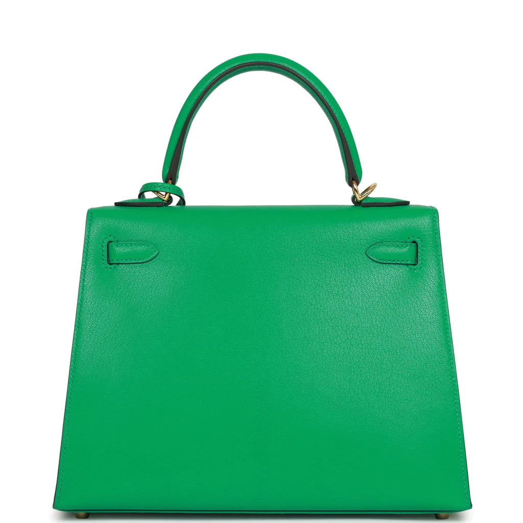 Hermès Kelly Sellier 25 Menthe Chevre Gold Hardware