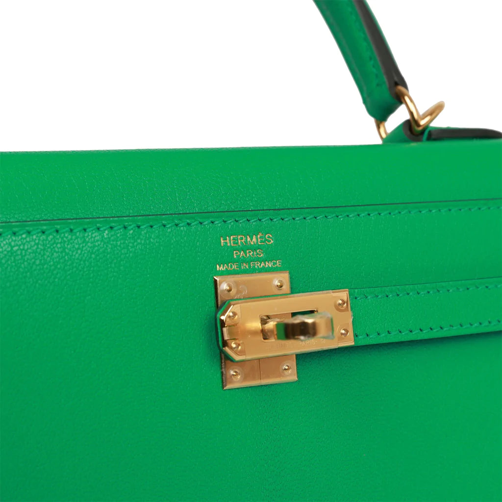 Hermès Kelly Sellier 25 Menthe Chevre Gold Hardware