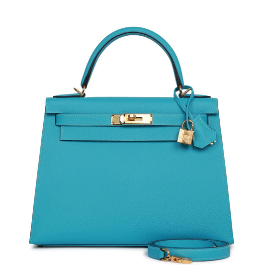 Hermès Kelly Sellier 28 Bleu du Nord Epsom Gold Hardware