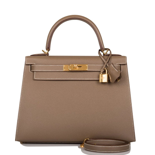 Hermès Kelly Sellier 28 Etoupe Epsom Gold Hardware