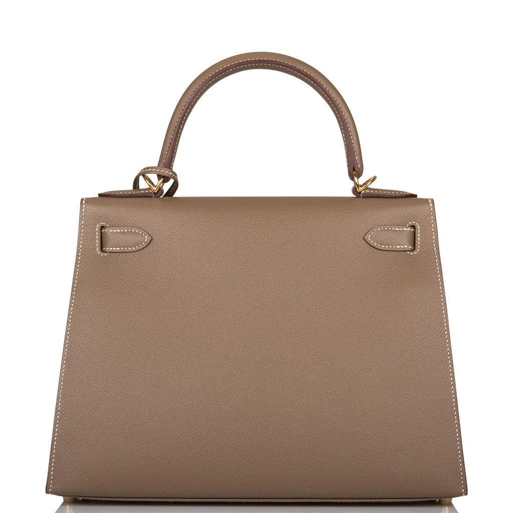 Hermès Kelly Sellier 28 Etoupe Epsom Gold Hardware