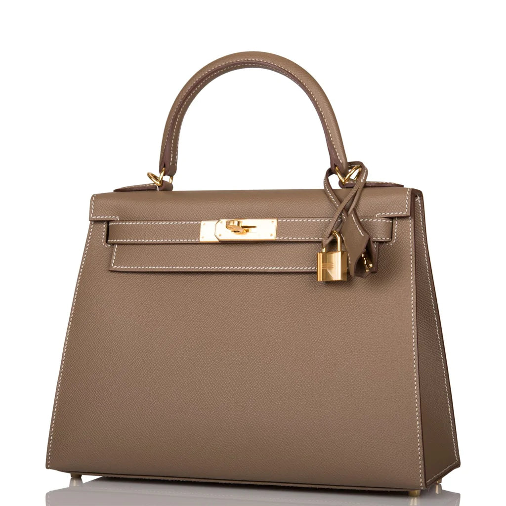 Hermès Kelly Sellier 28 Etoupe Epsom Gold Hardware