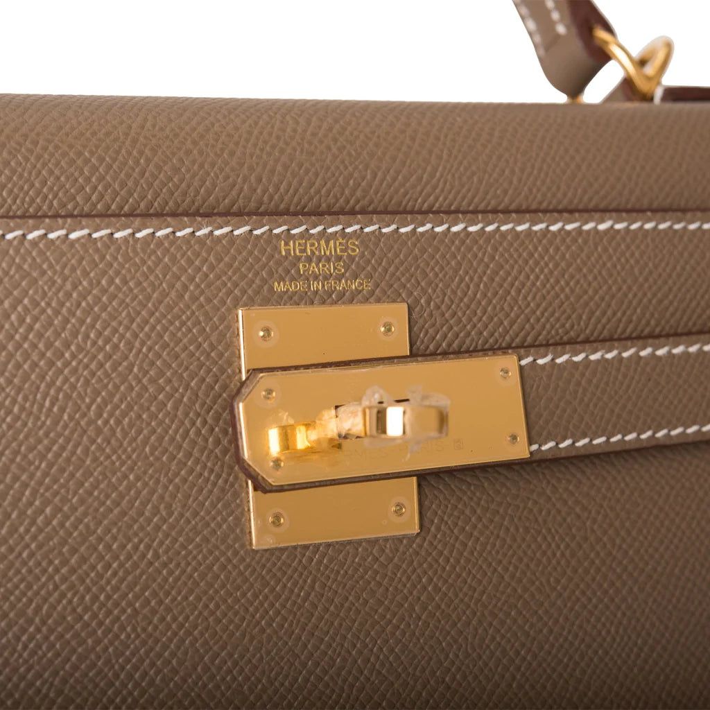 Hermès Kelly Sellier 28 Etoupe Epsom Gold Hardware