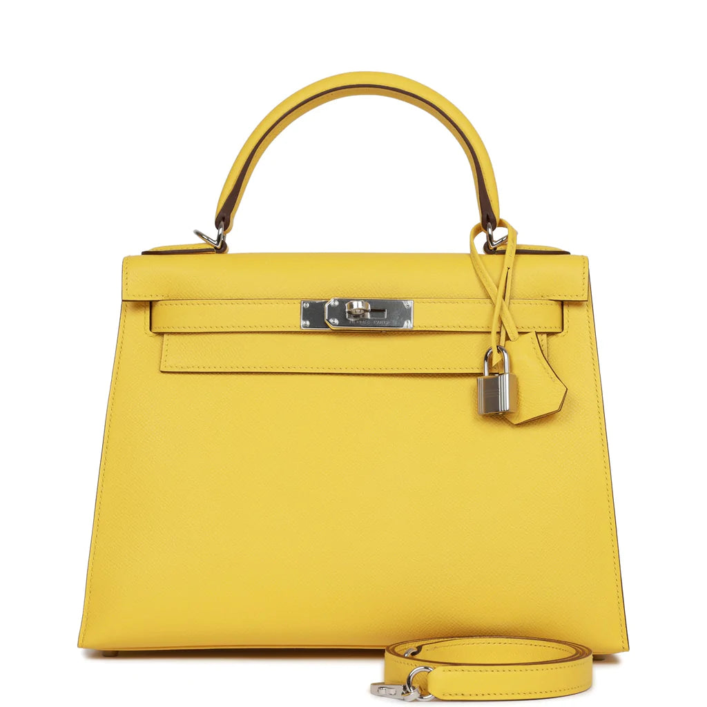 Hermès Kelly Sellier 28 Jaune de Naples Epsom Palladium Hardware