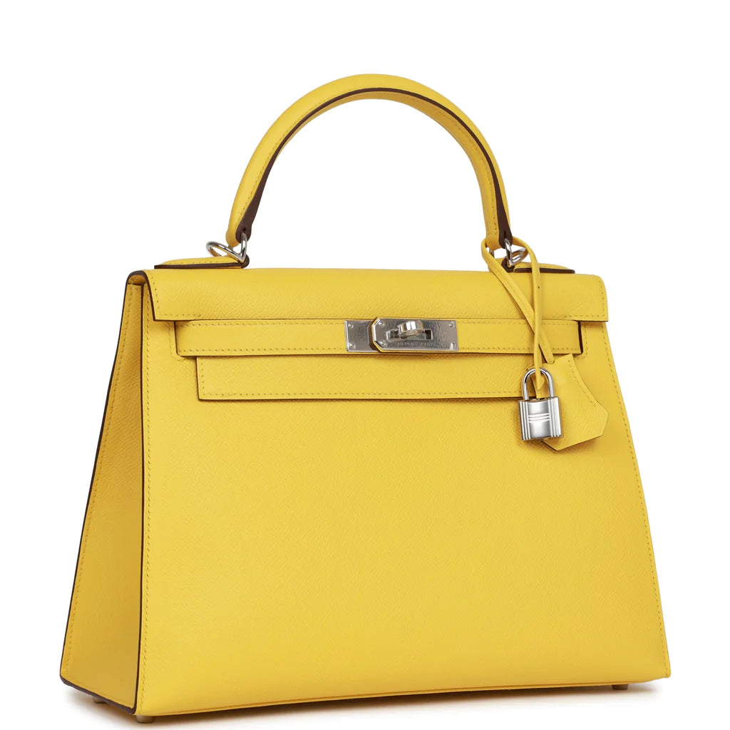 Hermès Kelly Sellier 28 Jaune de Naples Epsom Palladium Hardware