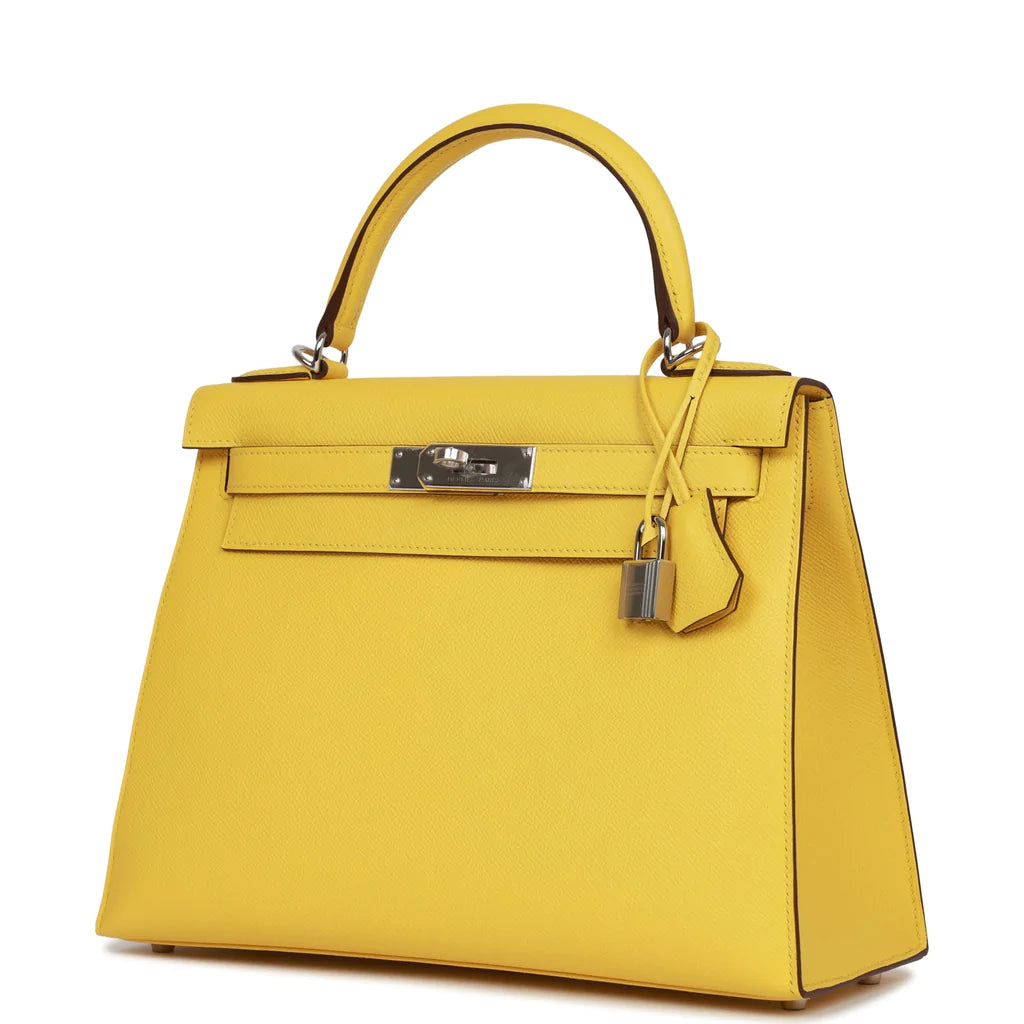 Hermès Kelly Sellier 28 Jaune de Naples Epsom Palladium Hardware