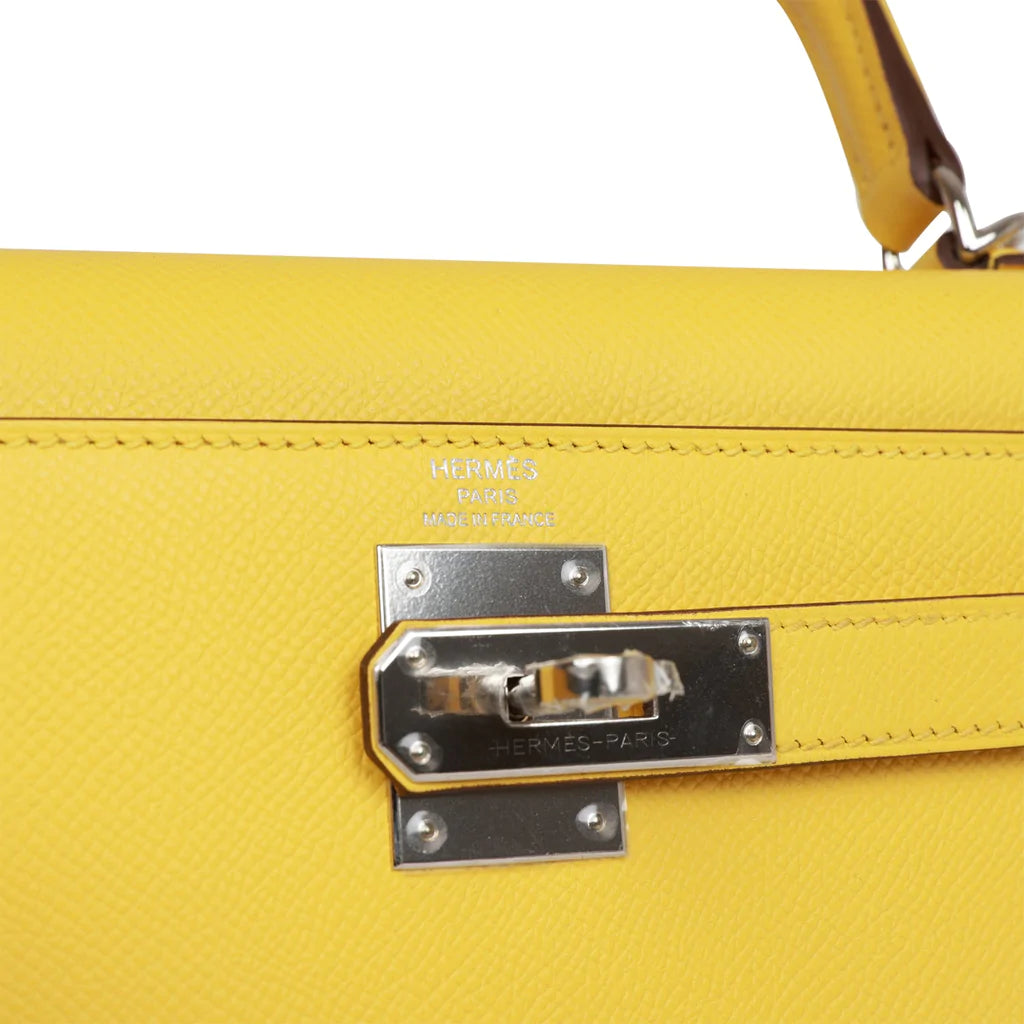 Hermès Kelly Sellier 28 Jaune de Naples Epsom Palladium Hardware