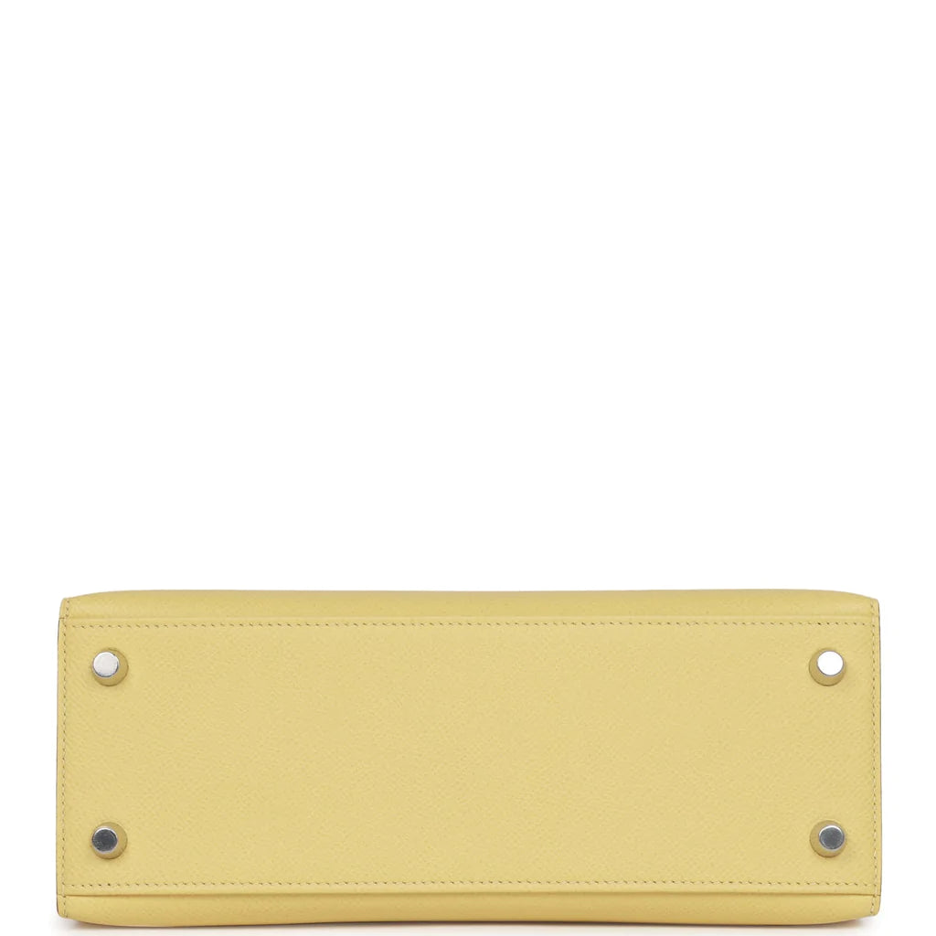 Hermès Kelly Sellier 25 Jaune Poussin Epsom Palladium Hardware