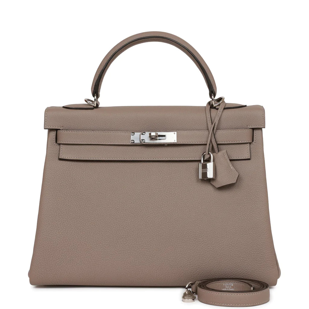 Hermès Kelly Retourne 32 Gris Asphalte Togo Palladium Hardware