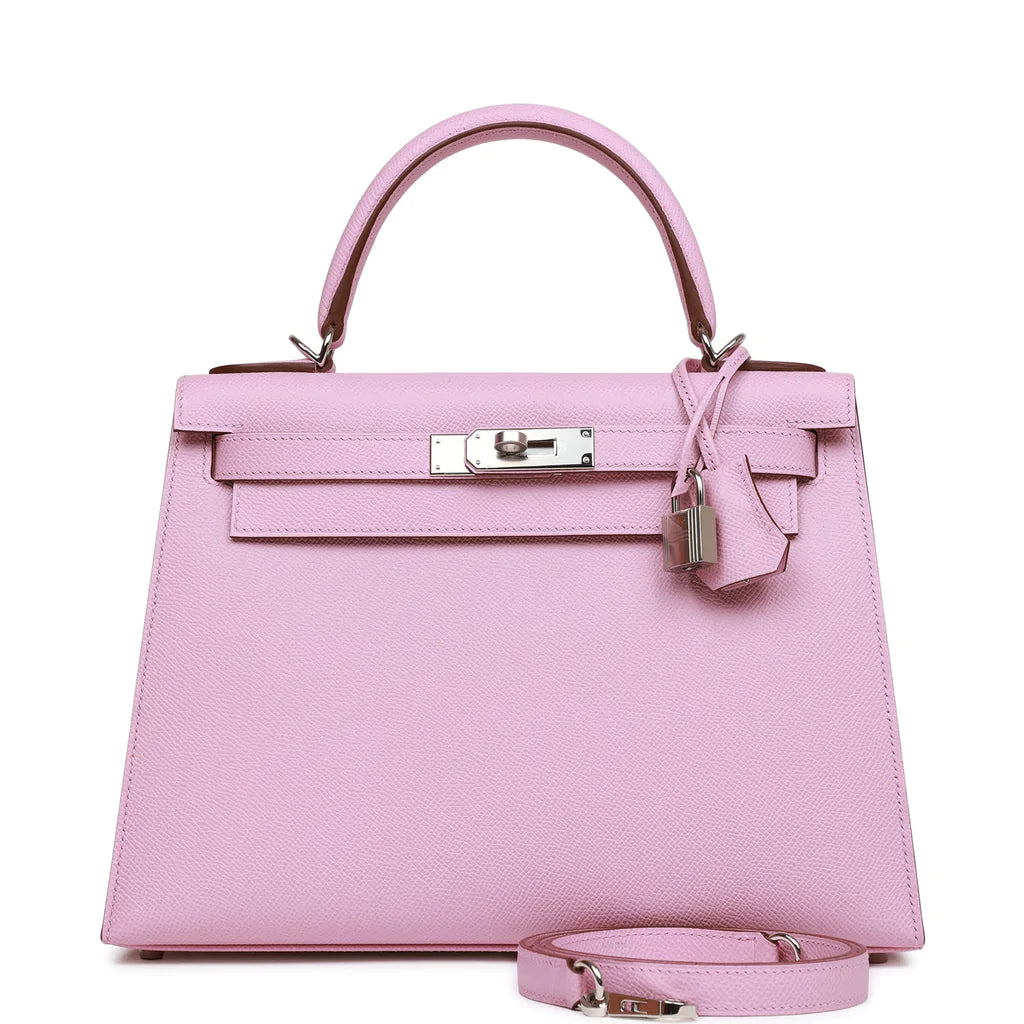 Hermès Kelly Sellier 28 Mauve Sylvestre Epsom Palladium Hardware