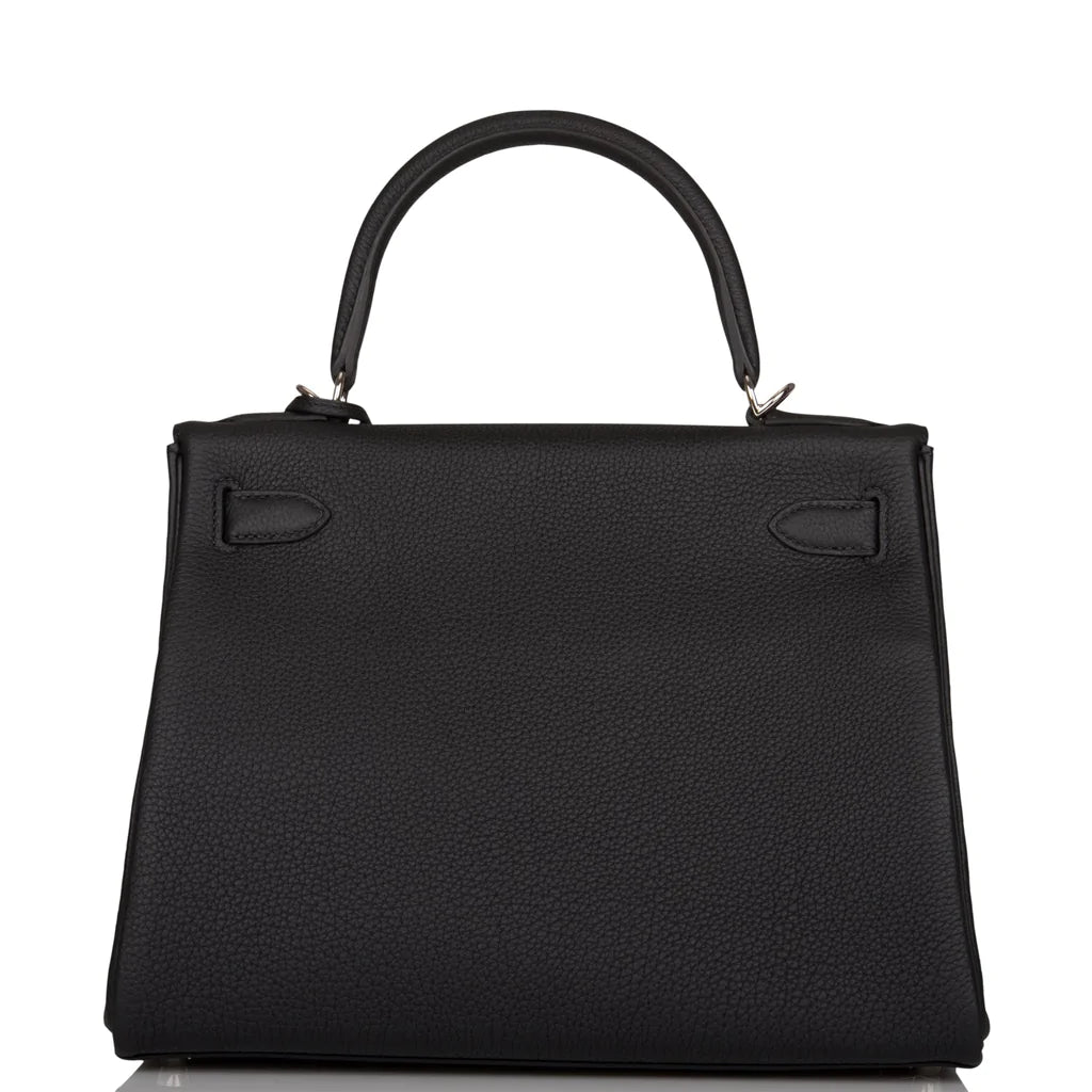 Hermès Kelly Retourne 28 Black Togo Palladium Hardware