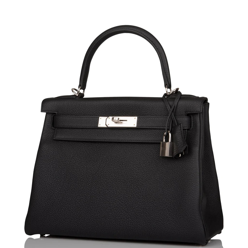 Hermès Kelly Retourne 28 Black Togo Palladium Hardware