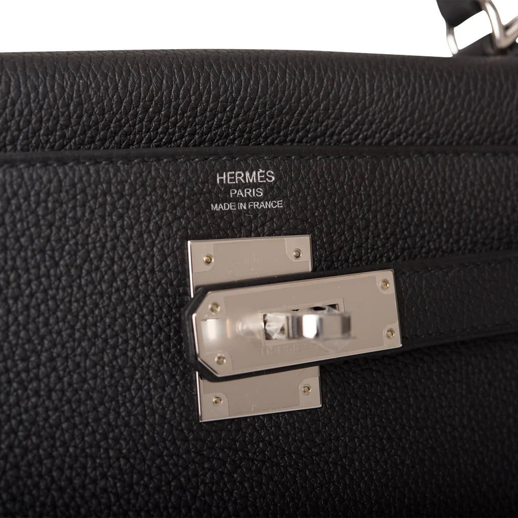 Hermès Kelly Retourne 28 Black Togo Palladium Hardware