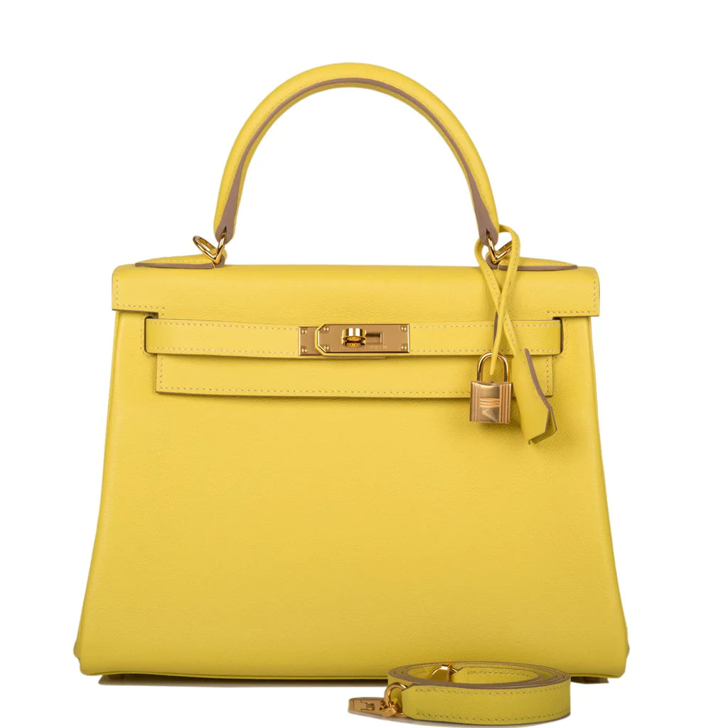 Hermès Kelly Retourne 28 Lime Evercolor Gold Hardware