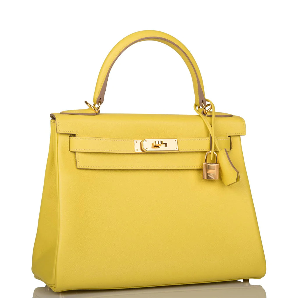 Hermès Kelly Retourne 28 Lime Evercolor Gold Hardware