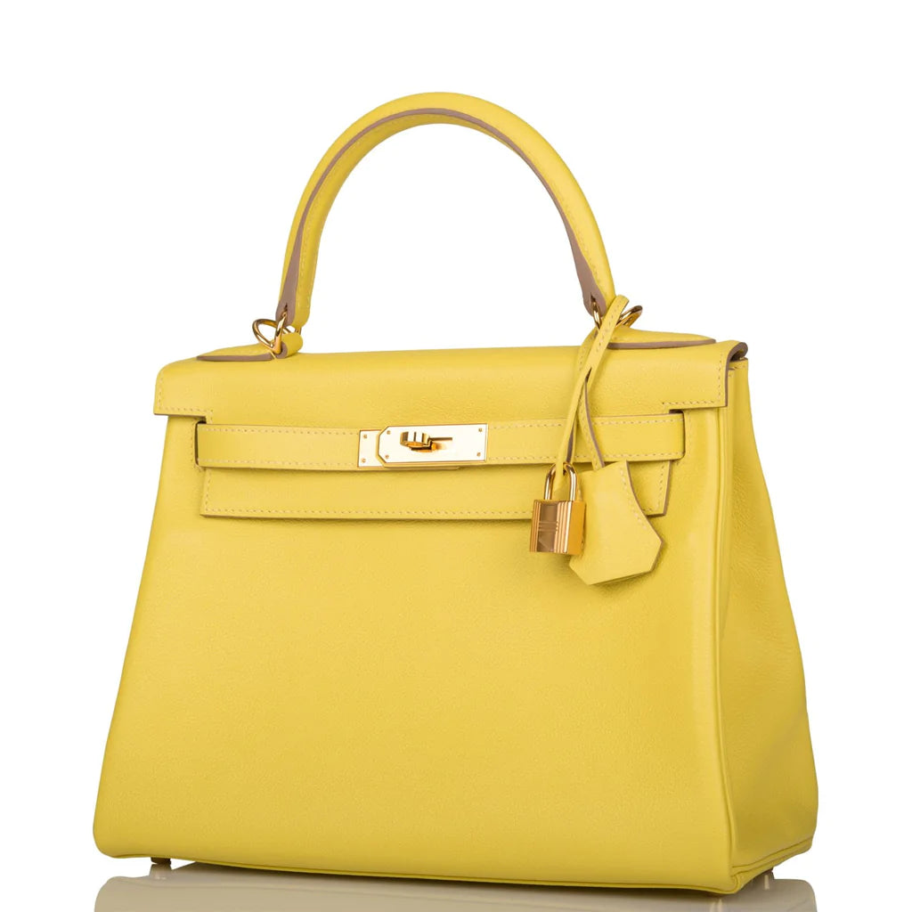 Hermès Kelly Retourne 28 Lime Evercolor Gold Hardware