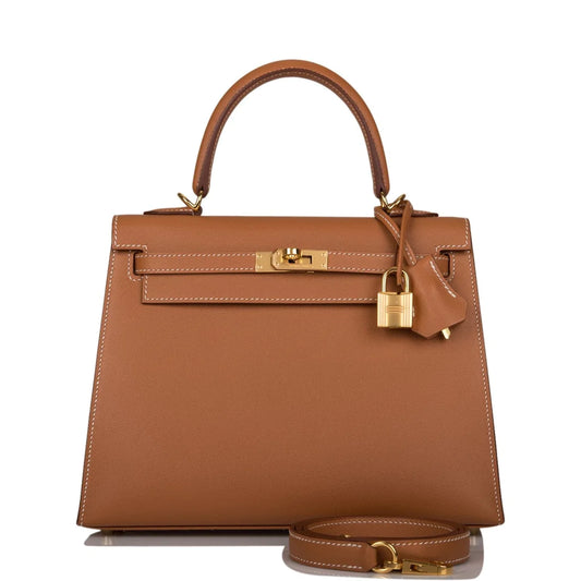 Hermès Kelly Sellier 25 Gold Epsom Gold Hardware