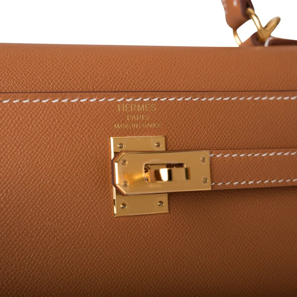 Hermès Kelly Sellier 25 Gold Epsom Gold Hardware