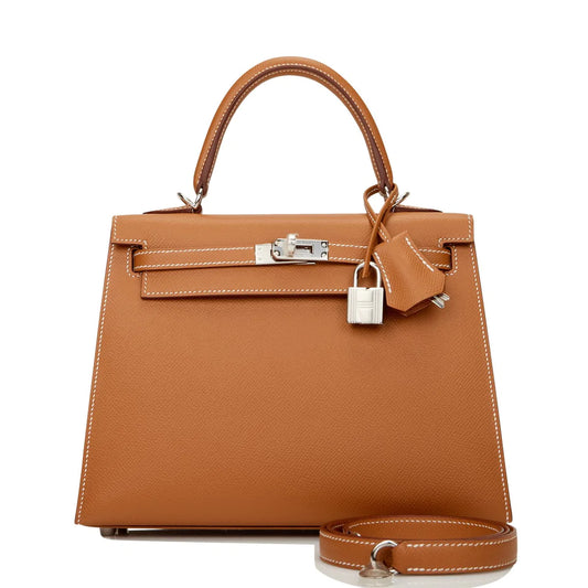 Hermès Kelly Sellier 25 Gold Epsom Palladium Hardware