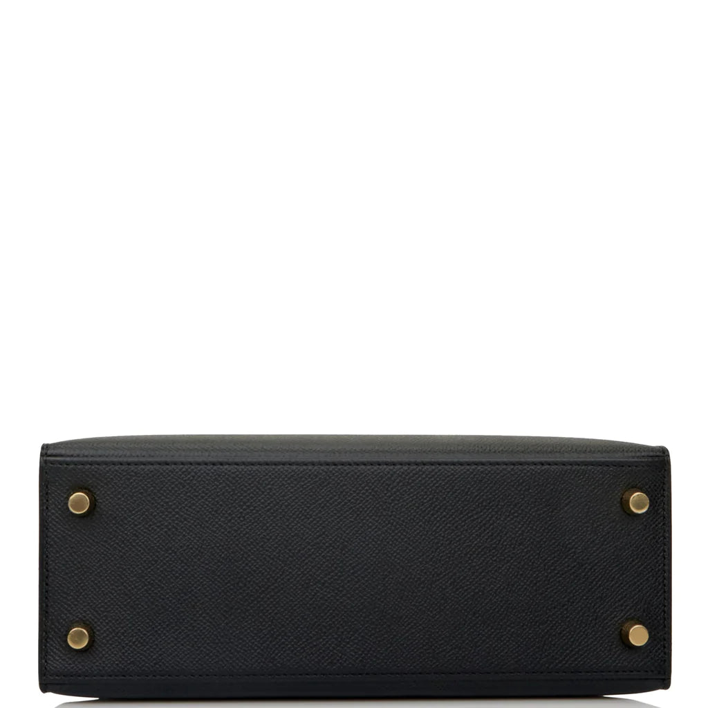 Hermès Kelly Sellier 25 Black Epsom Gold Hardware