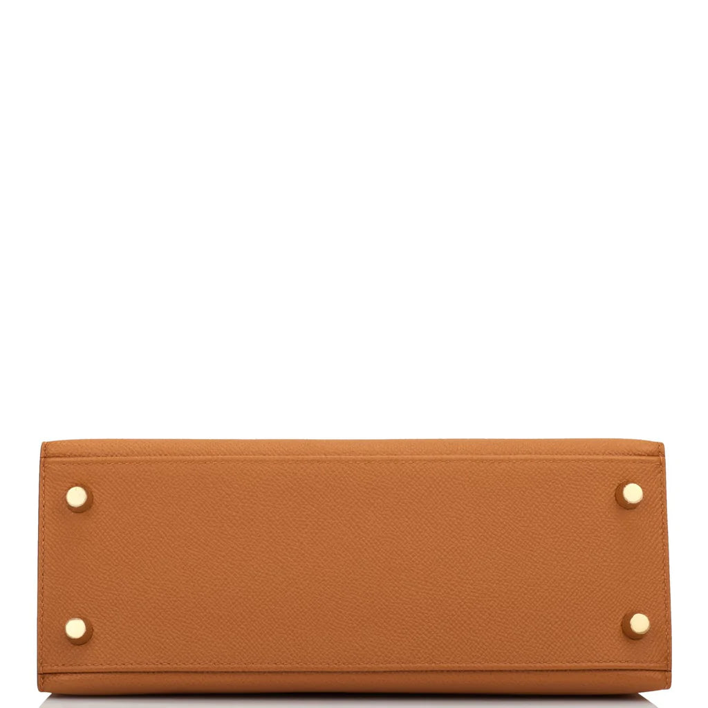 Hermès Special Order (HSS) Kelly Sellier 25 Gold and Apricot Epsom Gold Hardware