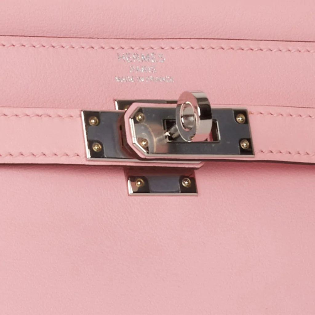 Hermès Kelly Retourne 25 Rose Sakura Swift Palladium Hardware