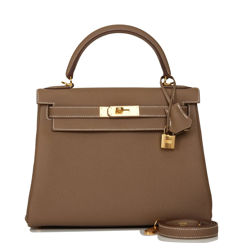 Hermès Kelly Retourne 28 Etoupe Togo Gold Hardware